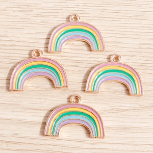 Set of four colorful rainbow star pendants with gold-plated edges for DIY jewelry making