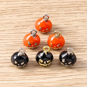 Breloques en Émail Citrouille d'Halloween en Alliage de Zinc Pendentifs de Jack-O-Lantern pour Collier Bracelet Porte-Clés Bijoux DIY