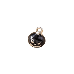 Pendentifs citrouille d'Halloween en émail noir avec détails argentés pour bijoux