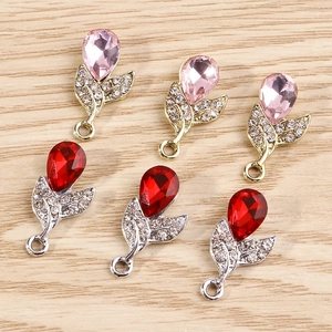 DIY tulip flower pendants with crystals and pavé diamonds for bracelets and necklaces