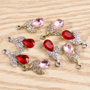Exquisite flower charm pendant with pear-cut gemstones for DIY jewelry making