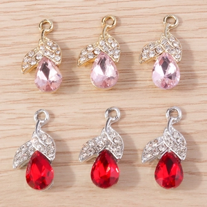Flower pendant with ten diamonds for DIY jewelry making in pink and red crystals