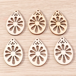 Pack of 10 teardrop hollow floral wooden charms for DIY jewelry making and earrings