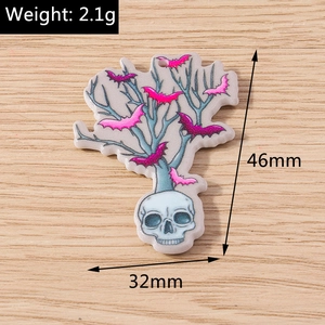 Detail view of acrylic Halloween pendant with dimensions 46mm x 32mm and 2.1g weight
