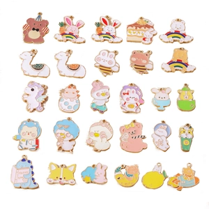 Set mit 24 bunten Emaille-Tieranhängern für DIY-Schmuck und Schlüsselanhänger