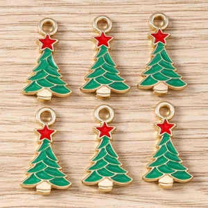 Christmas Tree Enamel Pendants Zinc Alloy Drip Oil Charms For DIY Jewelry Making Necklaces Bracelets Keychain Accessories