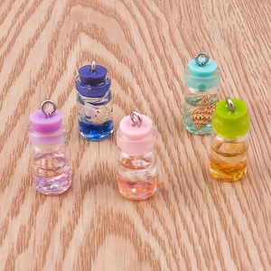 5-pack creative drift bottle charms with sea shells and colorful sequins for DIY jewelry