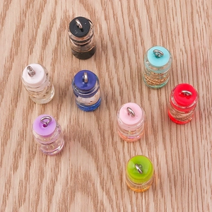 Pack of 8 creative mini glass bottle pendants with colorful caps for DIY jewelry crafts
