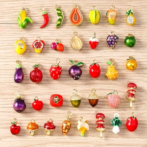 Colorful vegetable and fruit enamel charms collection for jewelry making and keychains
