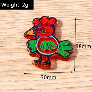 Detailed size view of cartoon acrylic turkey charm 38x30mm for Thanksgiving crafts