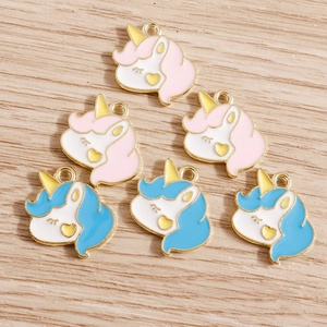 Cartoon Eenhoorn Zinklegering Emaille Hangers Voor DIY Sieraden Maken Schattige Dierlijke Charms Voor Armband Ketting Sleutelhanger