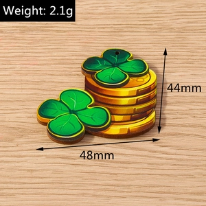 Detailed size view of lucky clover coin charms for DIY jewelry 48mm by 44mm size