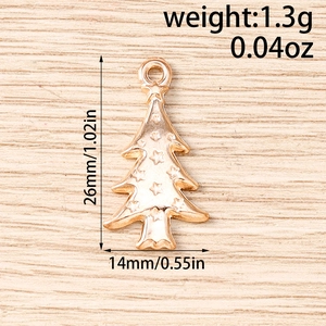 Detailed view of champagne gold Christmas tree pendants with star patterns and dimensions