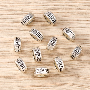 Perles intercalaires rétro en alliage argenté avec motif grec pour bijoux DIY