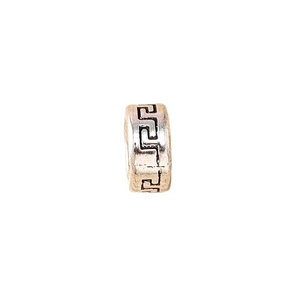 Perles d'espacement cylindriques creuses en argent vintage avec motif grec pour bijoux