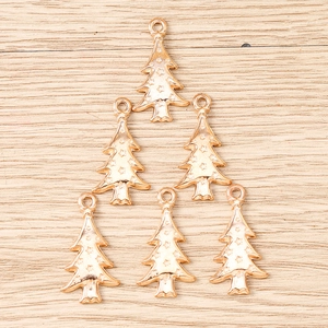 Golden Christmas tree pendants with star relief pattern for DIY jewelry and accessories