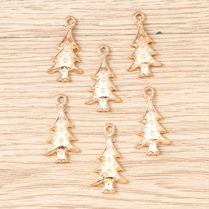 Rose gold Christmas tree pendants with star relief for DIY jewelry making and crafts