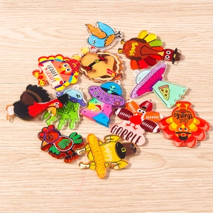 Set of 12 acrylic Thanksgiving turkey and UFO charms for bracelets and keychains