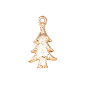Golden metal Christmas tree pendant with star relief and ring for DIY jewelry making