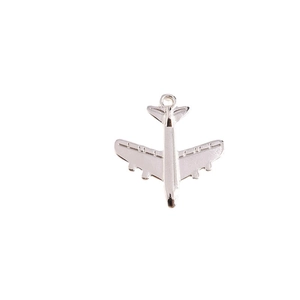 Colgantes de avión de plata pulida para joyas DIY, incluyendo abalorios de avión