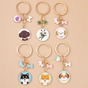 Niedlicher Cartoon Tier Hund Panda Zinklegierung Schlüsselanhänger Emaille Charm Schlüsselring Für Tasche Anhänger Damen Schmuck Zubehör