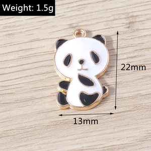 Detailed size view of cartoon panda charm with 22mm height and 13mm width dimensions