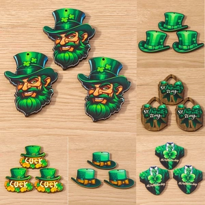 Creative St. Patrick's Day clover pendants in green leprechaun and luck hat designs