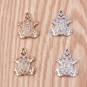 Creative Frog Toad Shape Zinc Alloy Rhinestone Pendants For DIY Necklace Bracelet Keychain Jewelry Making Accessories