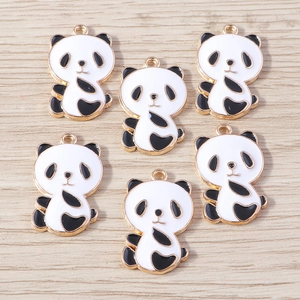 Chinese Style Panda Pendants DIY Zinc Alloy Enamel Charms For Necklace Bracelet Keychain Making Jewelry Accessories