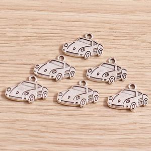 Set of 6 vintage silver sports car charms for DIY jewelry making and keychains