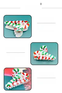 Détail de pince à cheveux de Noël avec motifs festifs de Père Noël et renne sur acrylique