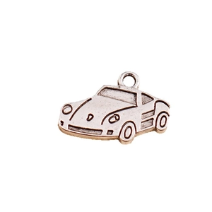 Retro zinc alloy car pendant in antique silver finish for DIY jewelry making