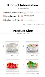 Detailed size chart for acrylic fruit-themed hair claw clips with specific dimensions