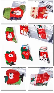 Détails des pinces à cheveux de Noël en forme de chaussette et pomme avec des rennes