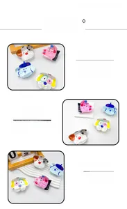Detailed view of handmade animal acrylic hair clips with pearlized shell texture