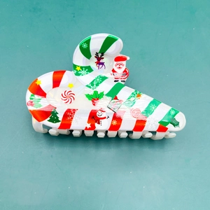 Pince à Cheveux de Noël en Acrylique Motif Père Noël Renne Bonhomme de Neige Grande Pince Requin Accessoire de Fête Femme