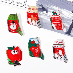 Pinces à Cheveux Noël PVC Faites à la Main Mignon Père Noël Bonhomme de Neige Élan Pomme Chaussette Barrettes Cheveux Femme Fête