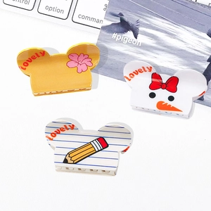 Pince à Cheveux Forme Souris Dessin Animé Fait Main PVC Motif Joli Nœud Bonhomme de Neige Floral Accessoires Cheveux Femme