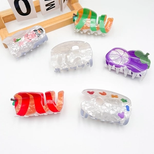 Acrylic Fruit Shaped Hair Claw Clip Creative Apple Mangosteen Palette Hair Clips For Women Girls Cute Fashion Hair Accessories