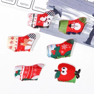 Lot de 6 pinces à cheveux de Noël avec motifs de bonhomme de neige et de renne