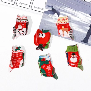 Lot de 6 pinces à cheveux de Noël avec bonhomme de neige, renne et accessoires pomme