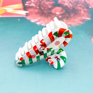 Pince à cheveux de Noël blanche avec motifs bonhomme de neige et renne festifs