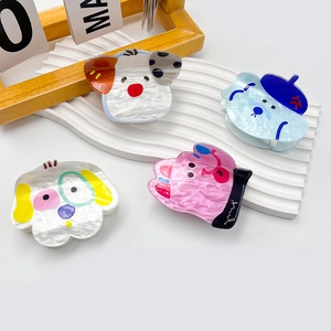 Cute Cartoon Dog Acrylic Hair Claw Clips For Women Sweet Animal Shape Acetic Acid Texture Hairpin Korean Style Fashion Hair Accessories