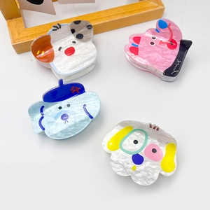 Cute creative acrylic dog cartoon hair claws with unique animal patterns and chic textures