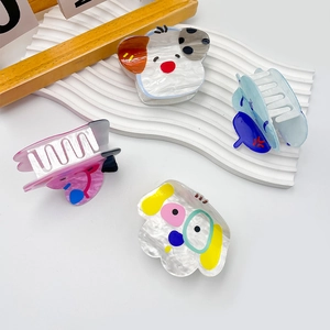 Cute acrylic dog hair claws in colorful pearlescent finish for girls stylish hair styling