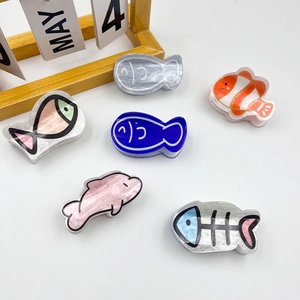 Cartoon vis haarklemmen set van acryl met marmertextuur voor meisjes kapsels