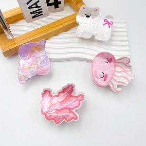 Pince Crabe Mignon Dessin Animé Chien Méduse Coquille Acétate Acrylique Nacré Épingle à Cheveux Pour Femmes Accessoires Capillaires