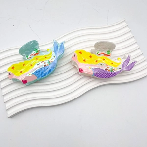 Lot de pinces à cheveux sirène avec motifs de queue de poisson bleue et violette
