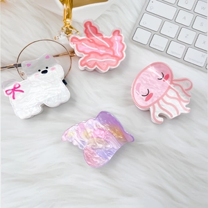 Barrettes à cheveux mignonnes en acrylique avec chien de dessin animé et animaux marins