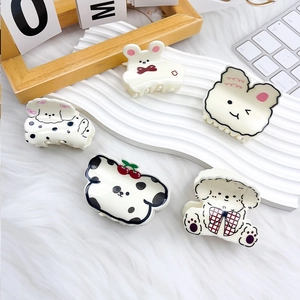 Pinces à Cheveux Animaux en Acrylique Mignonnes Pinces Crabe Chien Lapin Faite à la Main Accessoires Cheveux Femme Fille